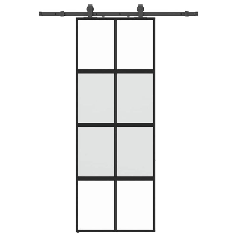 Load image into Gallery viewer, Vidaxl schuifdeur met beslagset 76x205 cm gehard glas zwart