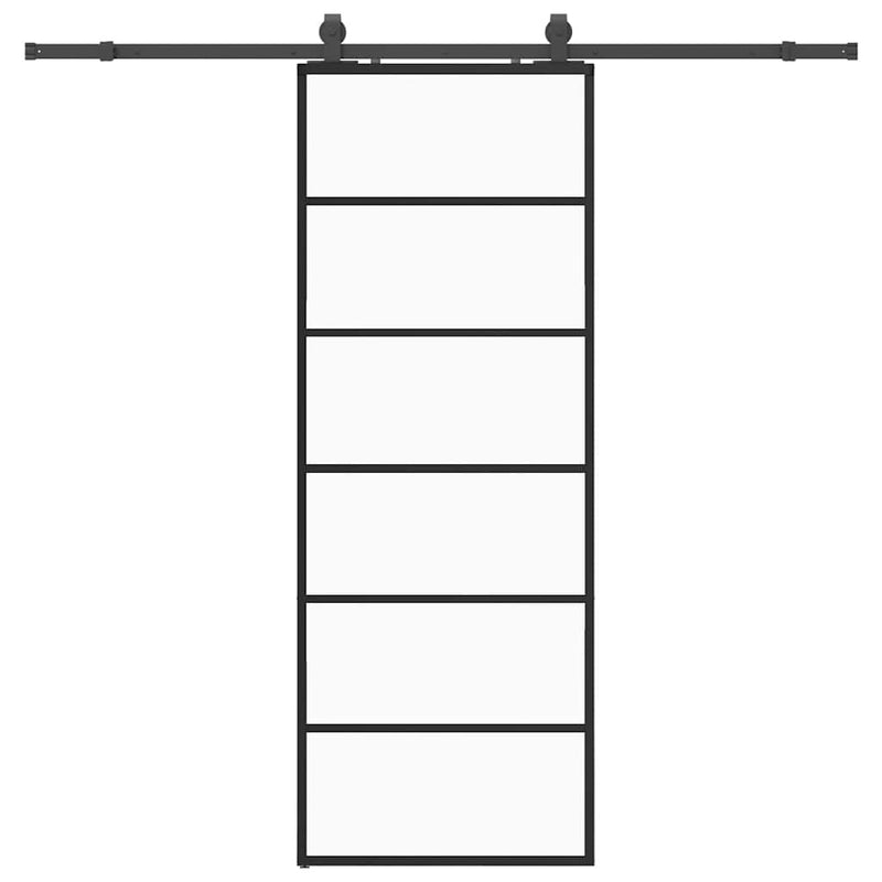 Load image into Gallery viewer, Vidaxl schuifdeur met beslagset 76x205 cm esg glas zwart