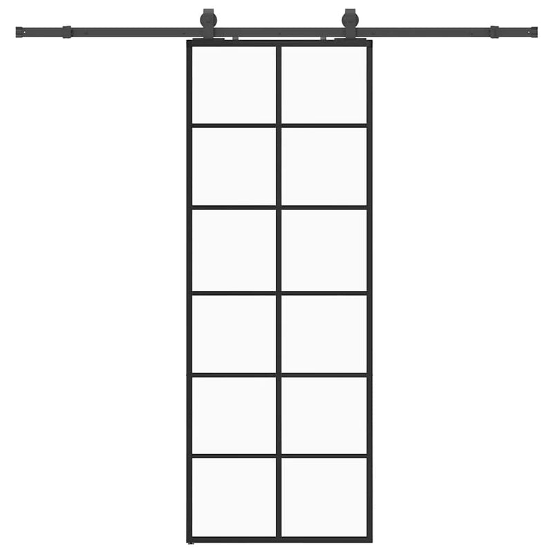 Load image into Gallery viewer, Vidaxl schuifdeur met beslagset 76x205 cm esg glas zwart