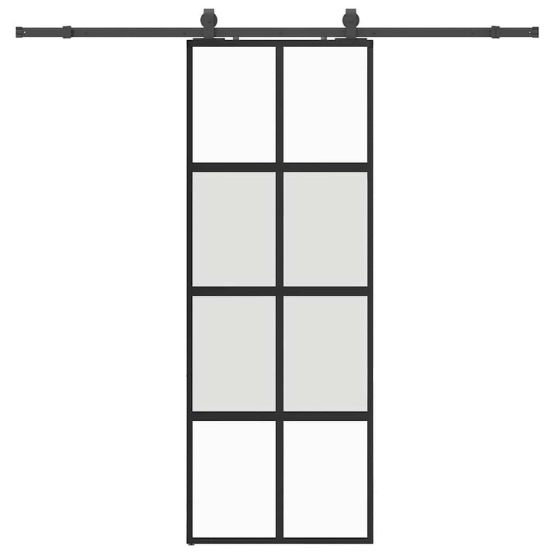 Load image into Gallery viewer, Vidaxl schuifdeur met beslagset 76x205 cm gehard glas zwart