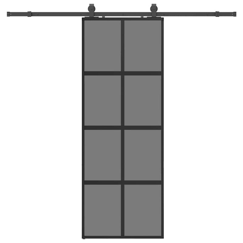 Load image into Gallery viewer, Vidaxl schuifdeur met beslagset 76x205 cm gehard glas zwart