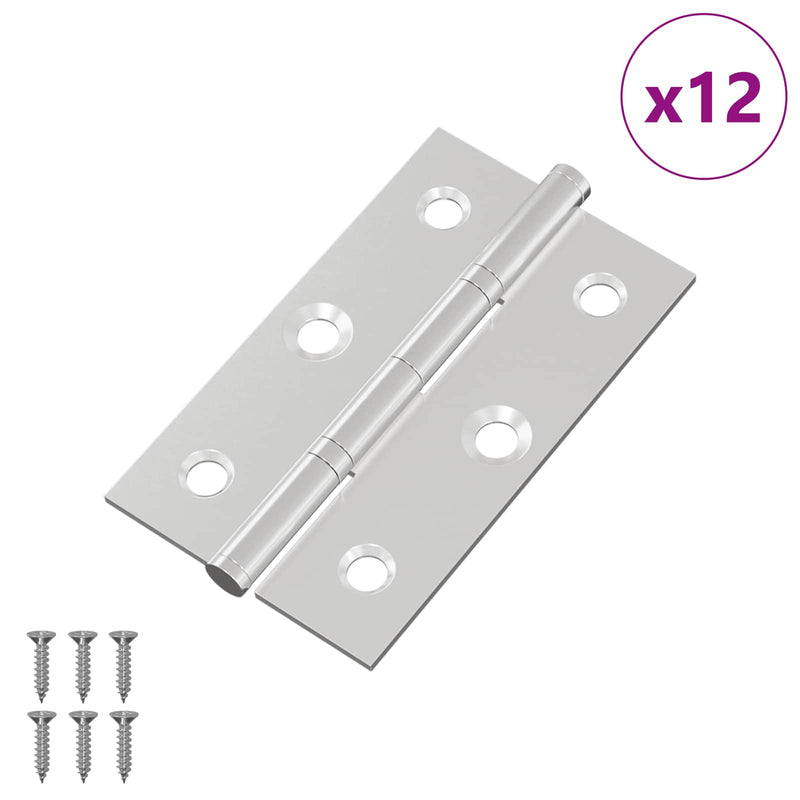 Load image into Gallery viewer, Vidaxl scharnier effen 12 pcs zilver 58 x 35 x 1 mm staal