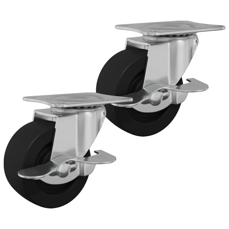 Load image into Gallery viewer, Vidaxl caster 2 pcs zwart en zilver 50,7 x 50,7 x 24,4 mm ijs en nylon