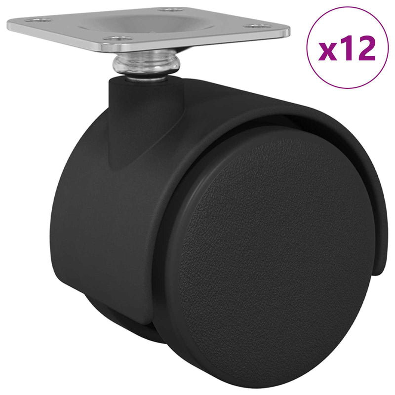 Load image into Gallery viewer, Vidaxl zwenkwiel 12 pcs zwart 39,5 x 39,5 x 37,8 mm ijzer en pp