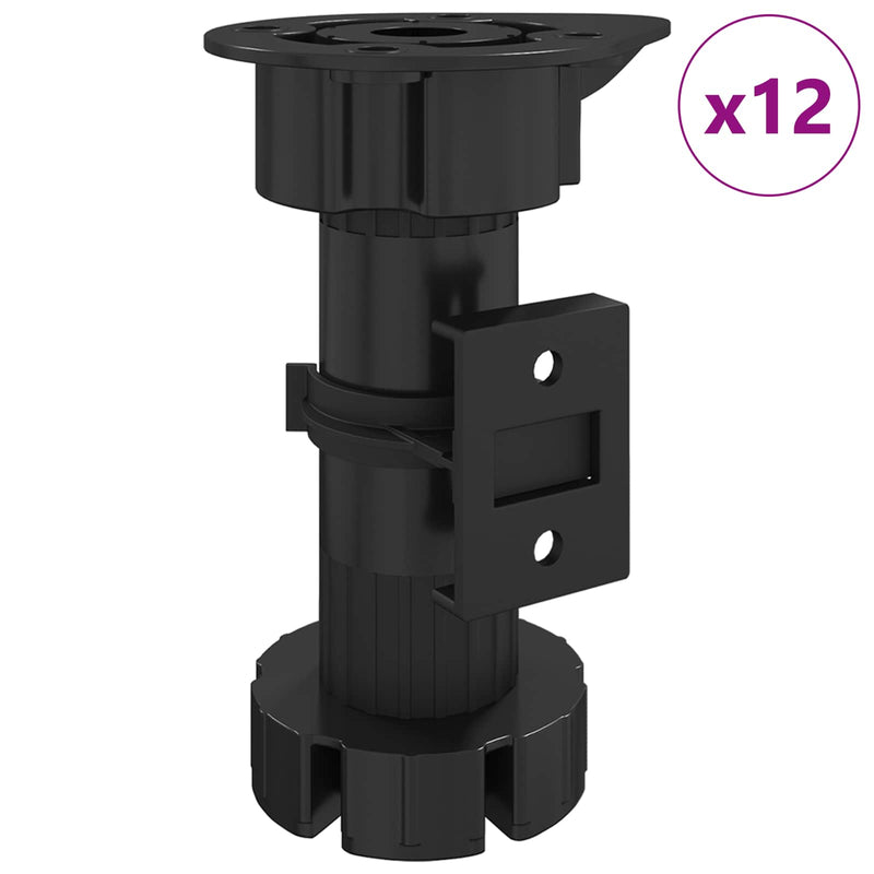 Load image into Gallery viewer, Vidaxl meubelpoten verstelbaar 12 pcs zwart 46 x 46 x 128 mm pp
