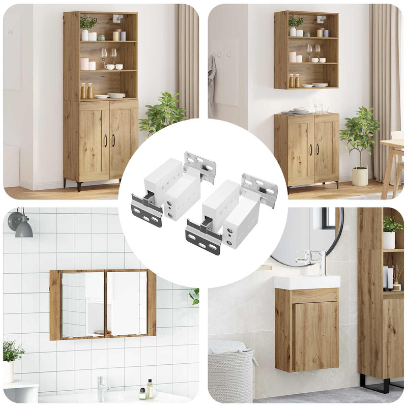 Load image into Gallery viewer, Vidaxl kast hangbeugel 2 pcs wit 70 x 48 x 19 mm ijzer en plastic