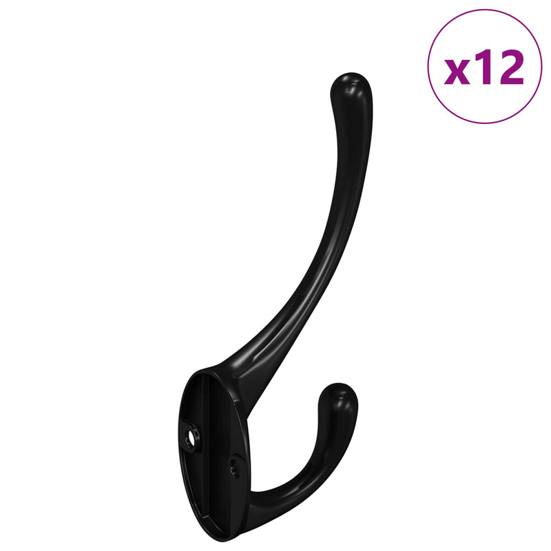 Load image into Gallery viewer, Vidaxl kledinghaak 12 pcs zwart 102 x 29 x 47mm zinklegering