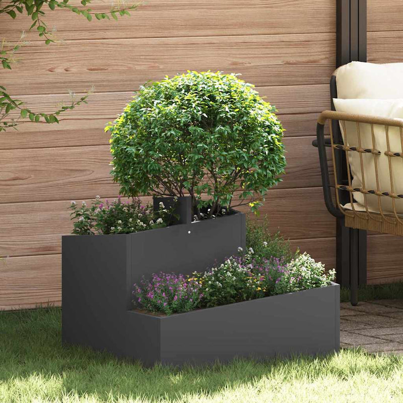 Load image into Gallery viewer, Vidaxl tuin bloempot zwart 60 x 60 x 50 cm koudgewalst staal