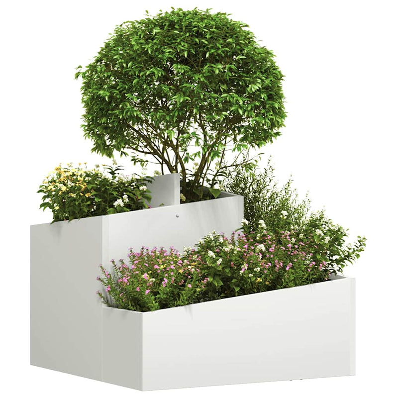 Load image into Gallery viewer, Vidaxl tuin bloempot wit 60 x 60 x 50 cm koudgewalst staal