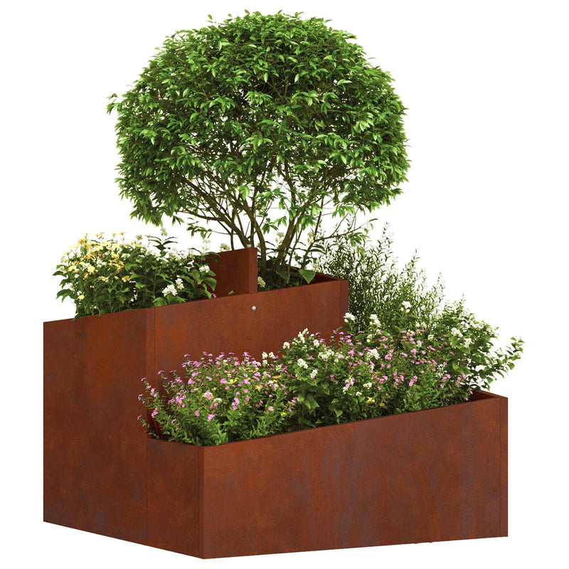 Load image into Gallery viewer, Vidaxl tuin bloempot bruin 60 x 60 x 50 cm cortenstaal