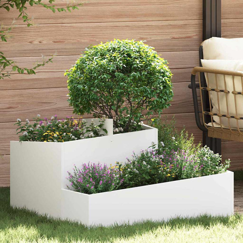 Load image into Gallery viewer, Vidaxl tuin bloempot wit 80 x 80 x 50 cm koudgewalst staal