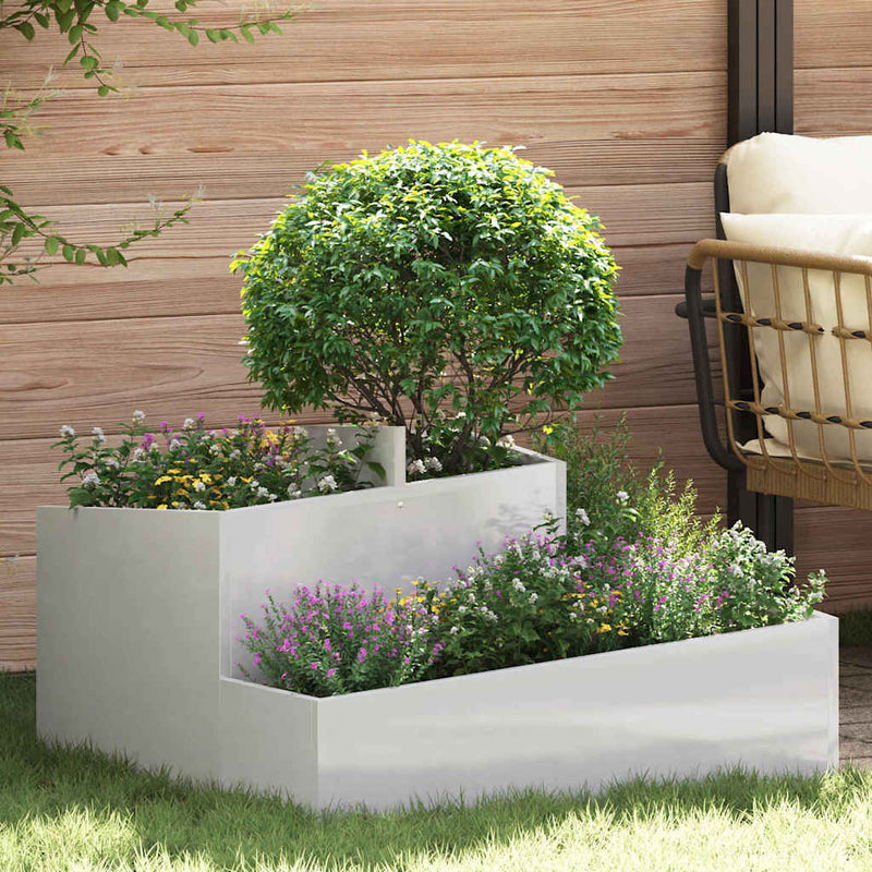 Load image into Gallery viewer, Vidaxl tuin bloempot zilver 80 x 80 x 50 cm roestvrij staal