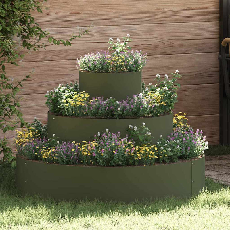 Load image into Gallery viewer, Vidaxl tuin bloempot olijf groen 90 x 90 x 20 cm koudgewalst staal