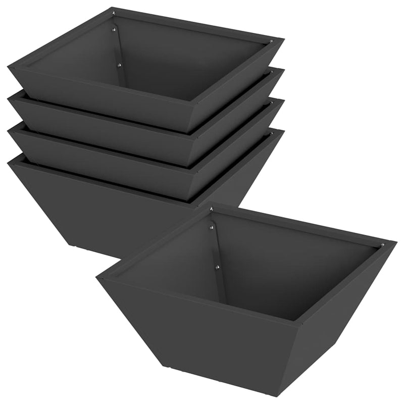 Load image into Gallery viewer, Vidaxl tuin bloempot 5 pcs zwart 35 x 35 x 15 cm koudgewalst staal
