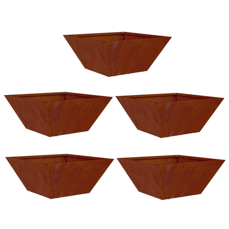 Load image into Gallery viewer, Vidaxl tuin bloempot 5 pcs roestig 35 x 35 x 15 cm cortenstaal