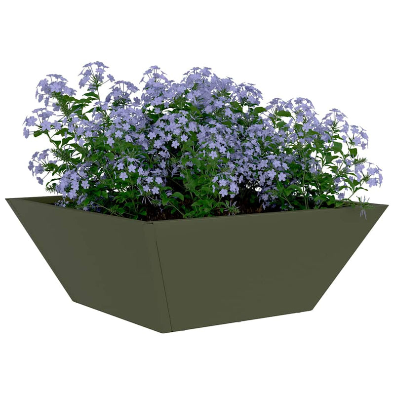 Load image into Gallery viewer, Vidaxl tuin bloempot olijf groen 40 x 40 x 15 cm koudgewalst staal