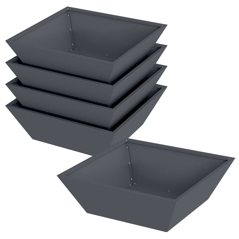 Load image into Gallery viewer, Vidaxl tuin bloempot 5 pcs antraciet 50 x 50 x 15 cm koudgewalst staal