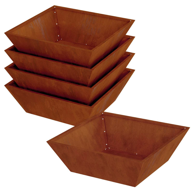Load image into Gallery viewer, Vidaxl tuin bloempot 5 pcs roestig 50 x 50 x 15 cm cortenstaal