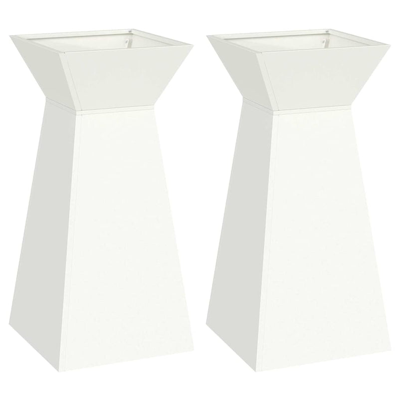 Load image into Gallery viewer, Vidaxl pilaar plantenbak 2 pcs wit 35 x 35 x 73 cm