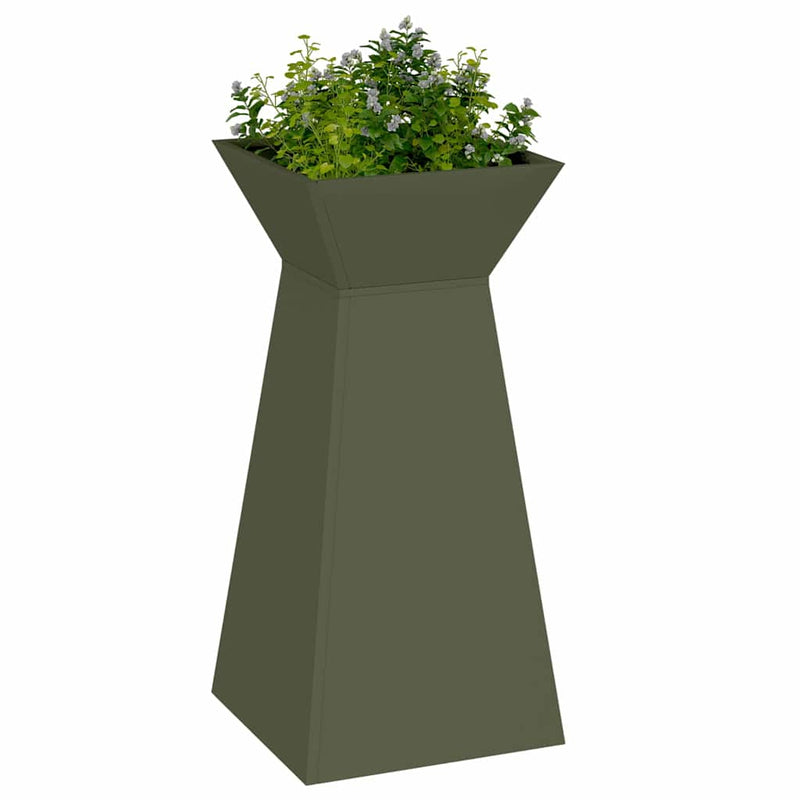 Load image into Gallery viewer, Vidaxl pilaar plantenbak olijfgroen 35 x 35 x 73 cm