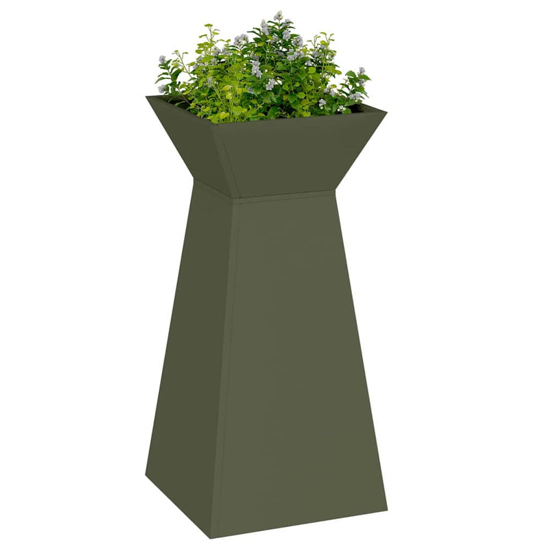 Load image into Gallery viewer, Vidaxl pilaar plantenbak 2 pcs olijfgroen 35 x 35 x 73 cm