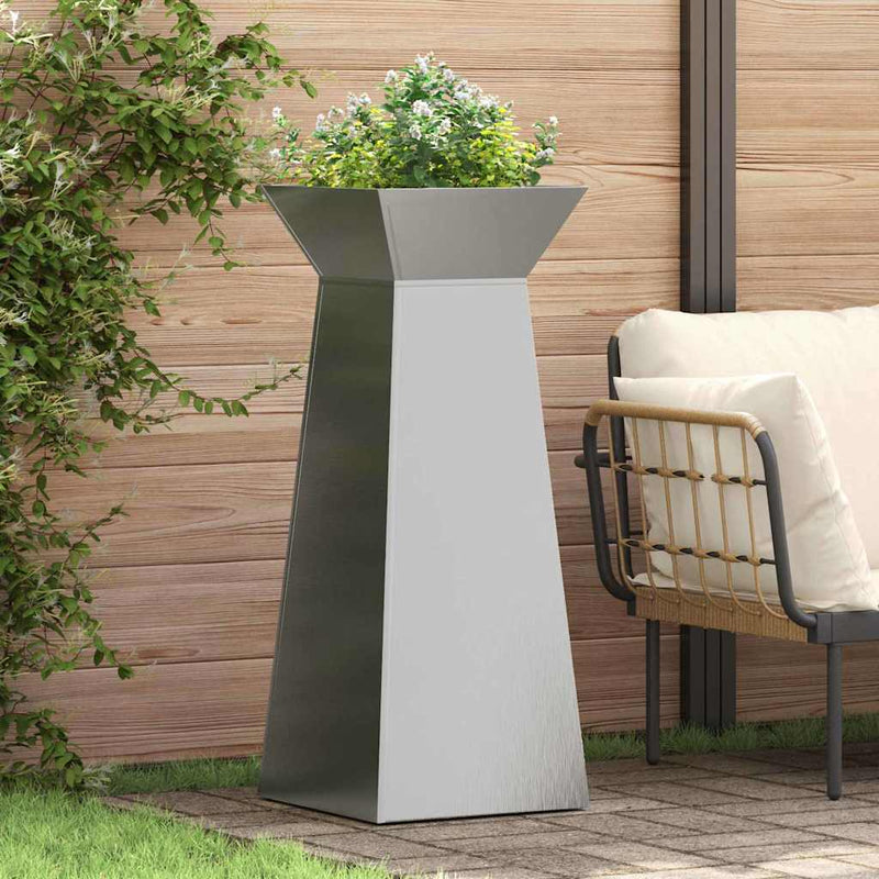 Load image into Gallery viewer, Vidaxl pilaar plantenbak 2 pcs zilver 40 x 40 x 100 cm
