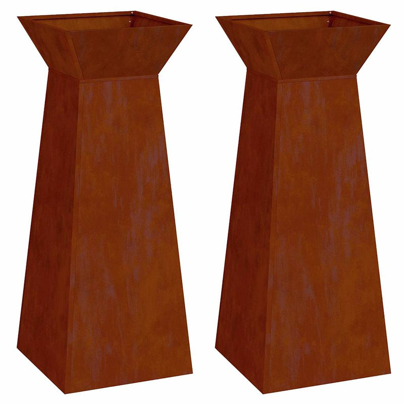 Load image into Gallery viewer, Vidaxl pilaar plantenbak 2 pcs zilver 40 x 40 x 100 cm cortenstaal