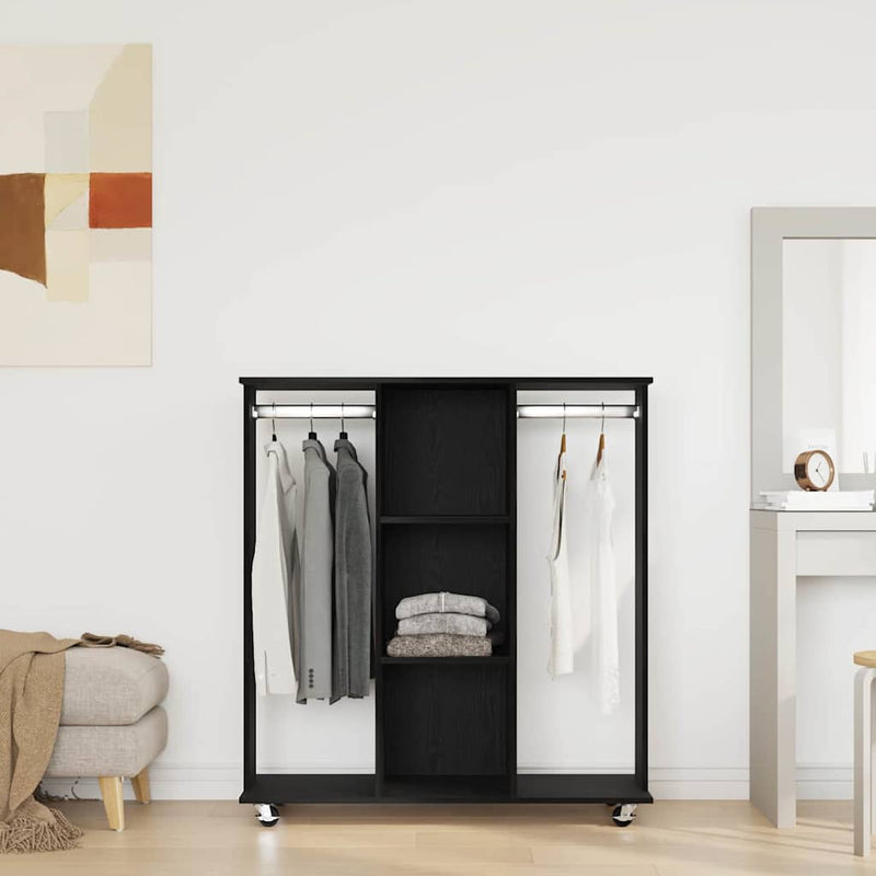 Load image into Gallery viewer, Vidaxl kledingkast met wiel zwart eiken 102 x 38 x 110 cm bewerkt hout