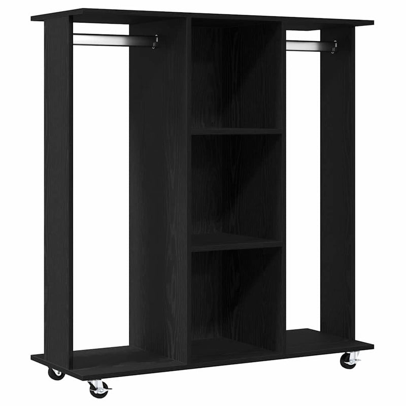 Load image into Gallery viewer, Vidaxl kledingkast met wiel zwart eiken 102 x 38 x 110 cm bewerkt hout