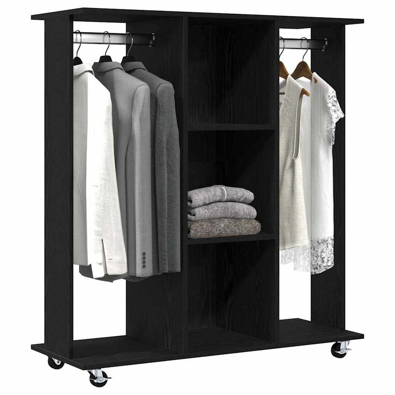 Load image into Gallery viewer, Vidaxl kledingkast met wiel zwart eiken 102 x 38 x 110 cm bewerkt hout