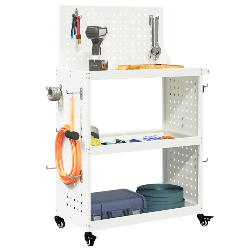 Load image into Gallery viewer, Vidaxl gereedschapswagen wit 65 x 35 x 111 cm koudgewalst staal