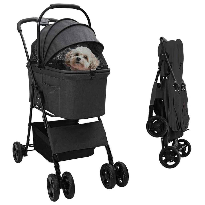 Load image into Gallery viewer, Vidaxl opvouwbare huisdierenwagen zwart 81 x 47 x 99 cm polyester