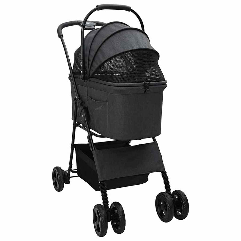 Load image into Gallery viewer, Vidaxl opvouwbare huisdierenwagen zwart 81 x 47 x 99 cm polyester