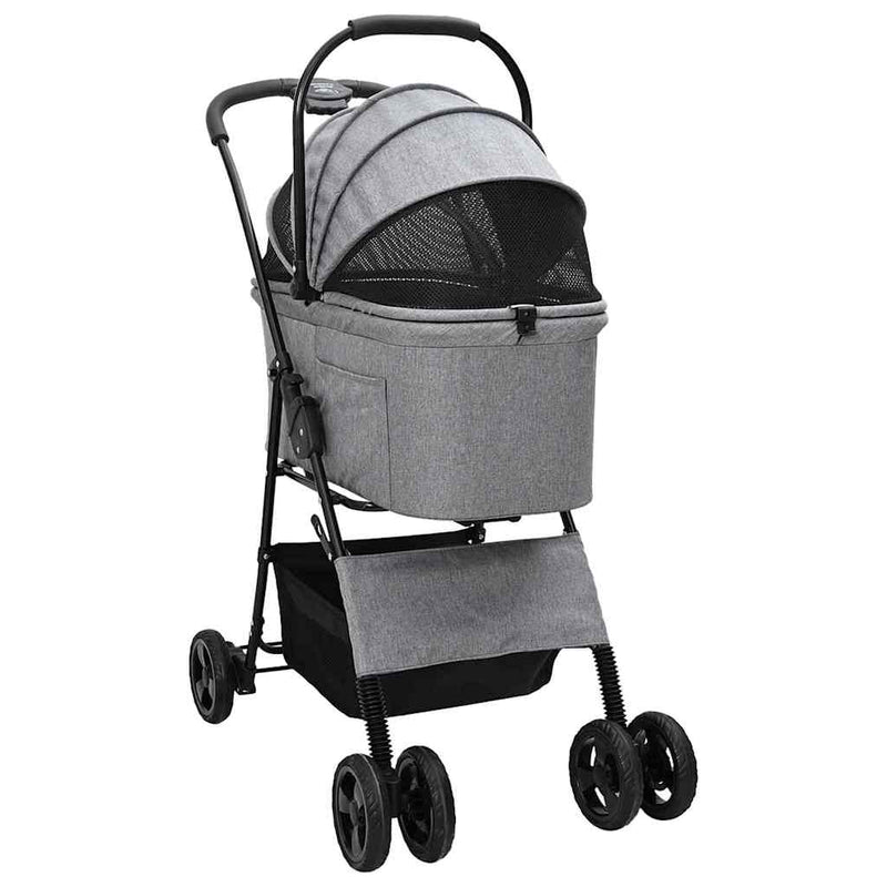 Load image into Gallery viewer, Vidaxl opvouwbare huisdierenwagen grijs 81 x 47 x 99 cm polyester