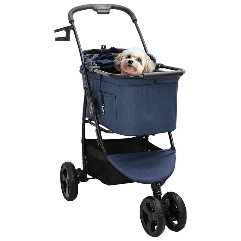 Load image into Gallery viewer, Vidaxl opvouwbare huisdierenwagen blauw 78 x 54 x 101 cm polyester