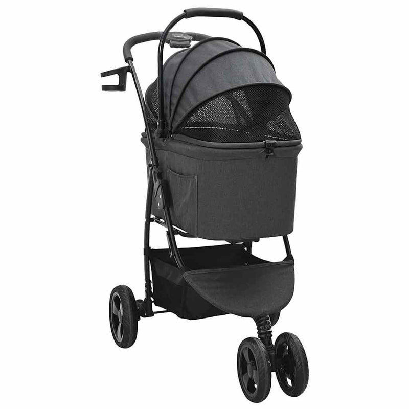 Load image into Gallery viewer, Vidaxl opvouwbare huisdierenwagen zwart 78 x 54 x 101 cm polyester