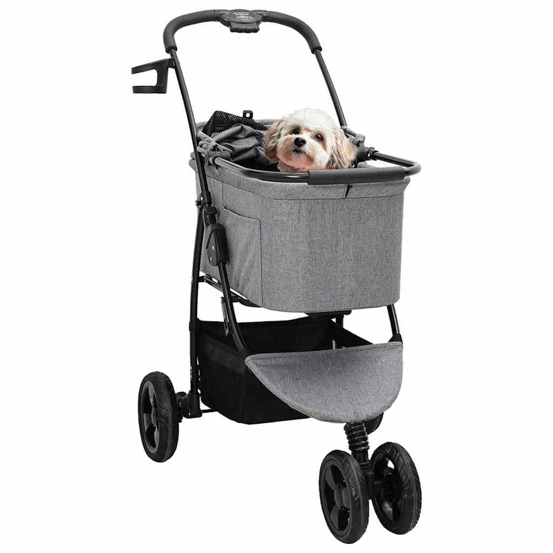 Load image into Gallery viewer, Vidaxl opvouwbare huisdierenwagen grijs 78 x 54 x 101 cm polyester