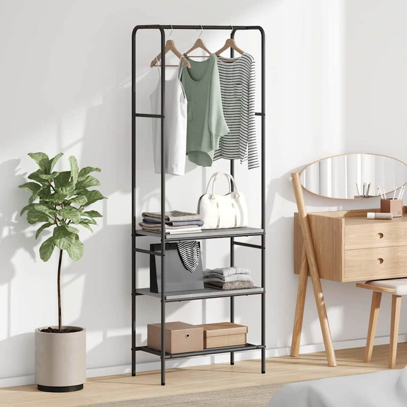 Load image into Gallery viewer, Vidaxl kledingrek met plank grijs sonoma 60 x 30 x 171 cm bewerkt hout