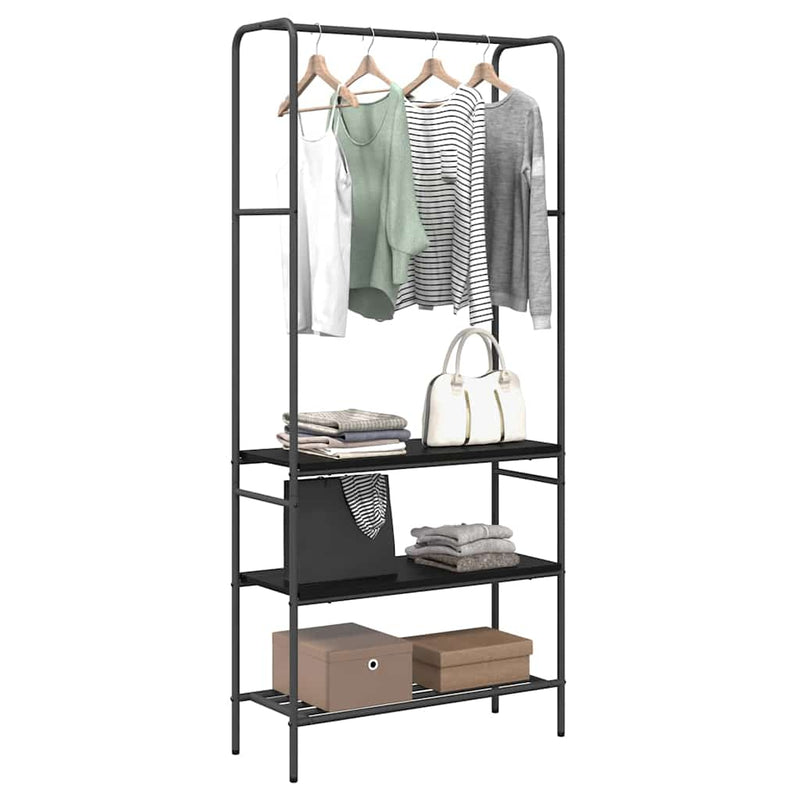 Load image into Gallery viewer, Vidaxl kledingrek met plank zwart eiken 77 x 30 x 171 cm bewerkt hout