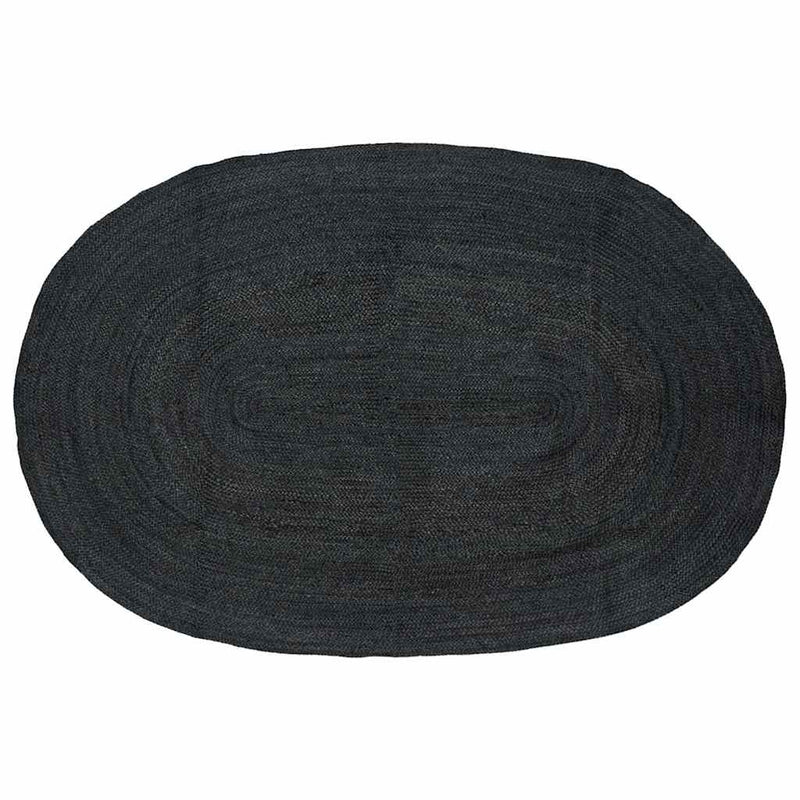 Load image into Gallery viewer, Vidaxl vloerkleden ovaal zwart 152 x 245 cm jute