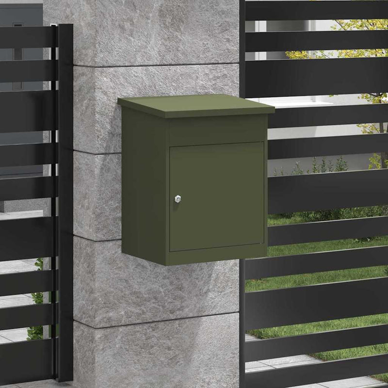 Load image into Gallery viewer, Vidaxl pakket inwerp box met opslag olijfgroen 47,5 x 38 x 59 cm staal