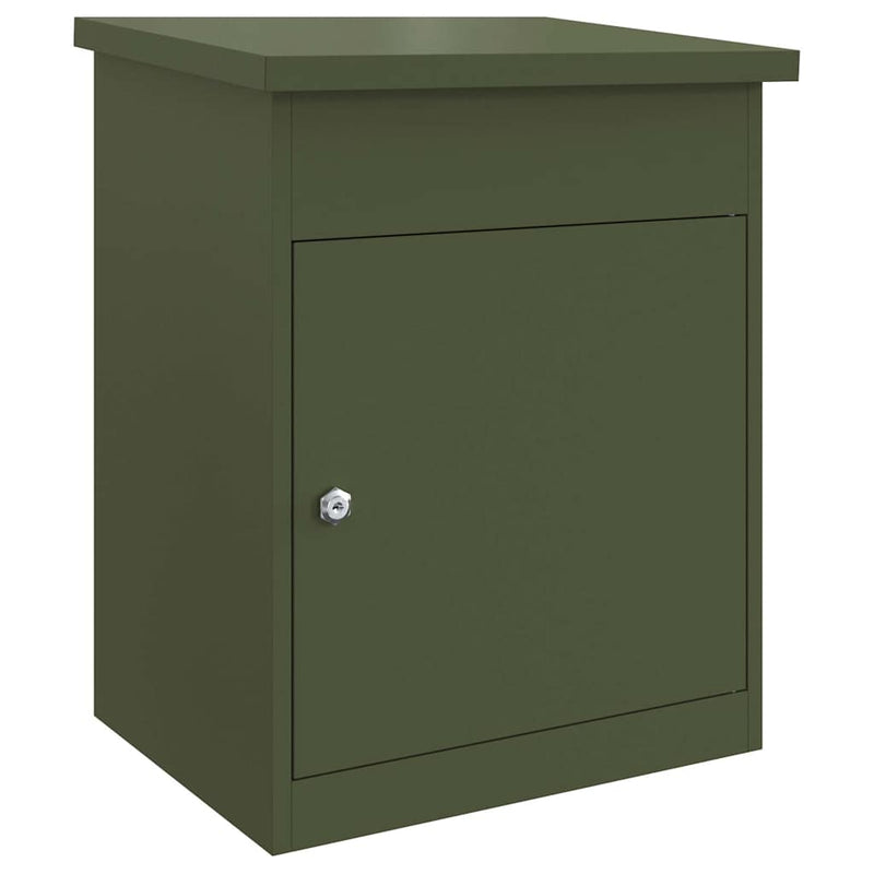 Load image into Gallery viewer, Vidaxl pakket inwerp box met opslag olijfgroen 47,5 x 38 x 59 cm staal
