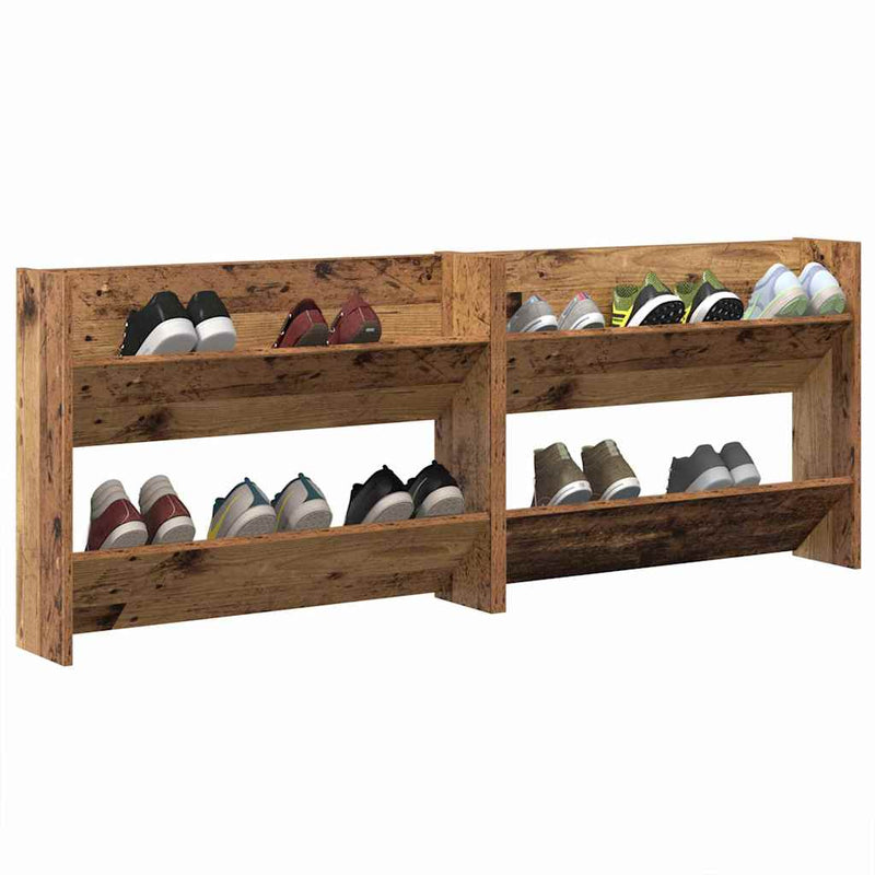 Load image into Gallery viewer, Vidaxl schoenenkast 2 pcs oud hout 80 x 18 x 60 cm bewerkt hout