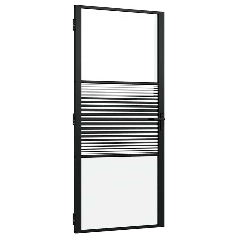 Load image into Gallery viewer, Vidaxl glazen deur gestreept zwart 76 x 3.5 x 201.5 cm aluminium