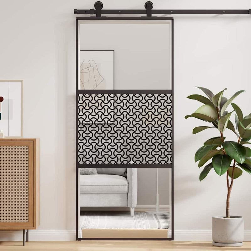 Load image into Gallery viewer, Vidaxl glazen deur fretwerk zwart 90 x 2 x 205 cm aluminium