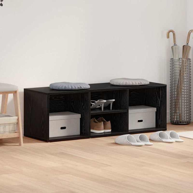 Load image into Gallery viewer, Vidaxl schoenenbank zwart eiken 102 x 35 x 35 cm bewerkt hout