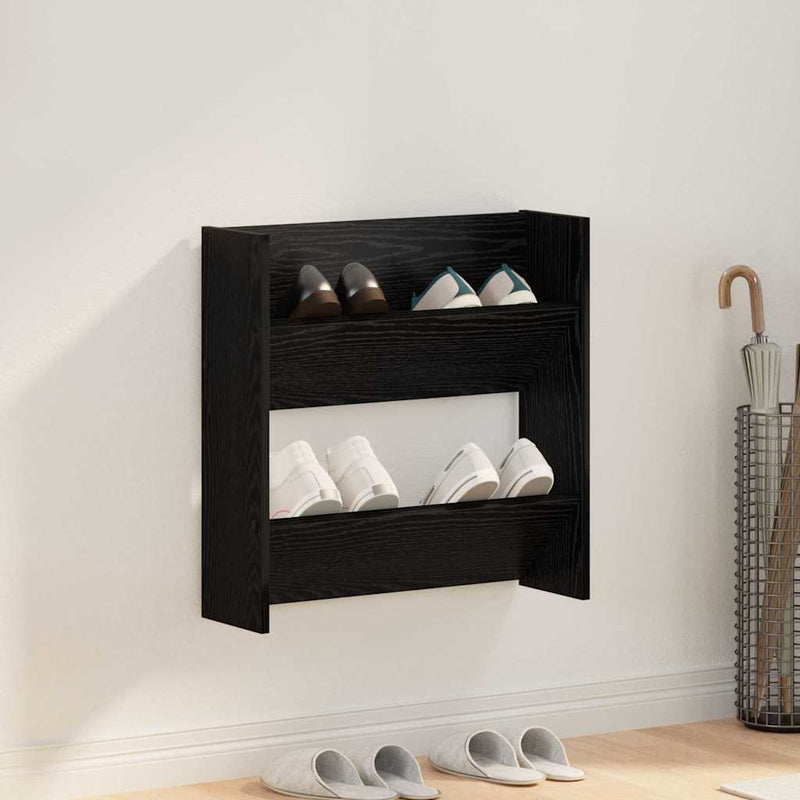 Load image into Gallery viewer, Vidaxl schoenenkast met plank zwart eiken 60 x 18 x 60 cm bewerkt hout