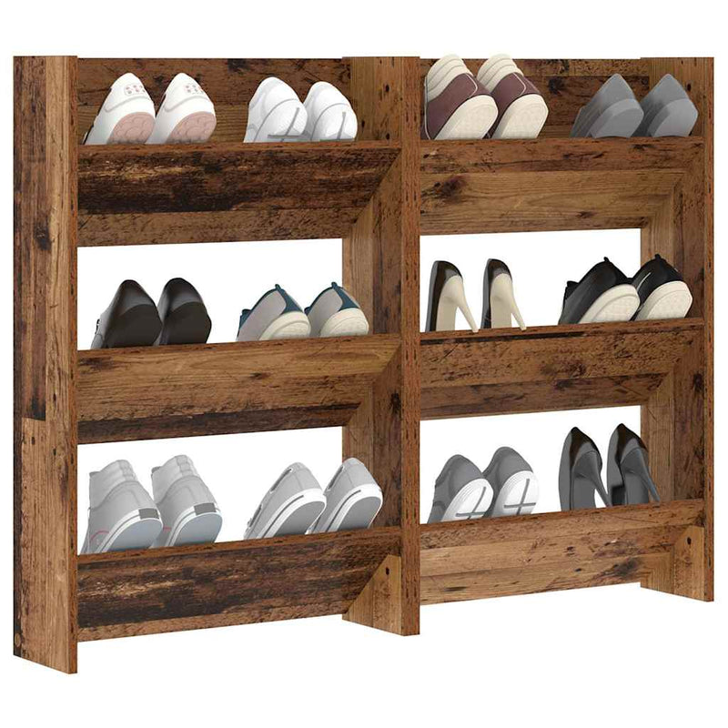 Load image into Gallery viewer, Vidaxl schoenenkast 2 pcs oudhout 60 x 18 x 90 cm bewerkt hout