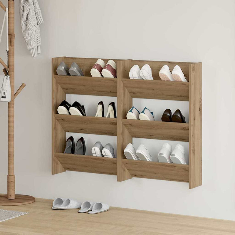 Load image into Gallery viewer, Vidaxl schoenenkast 2 pcs artisan eiken 60 x 18 x 90 cm bewerkt hout