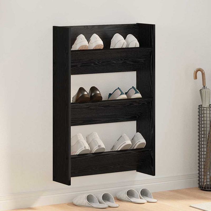 Load image into Gallery viewer, Vidaxl schoenenkast met plank zwart eiken 60 x 18 x 90 cm bewerkt hout